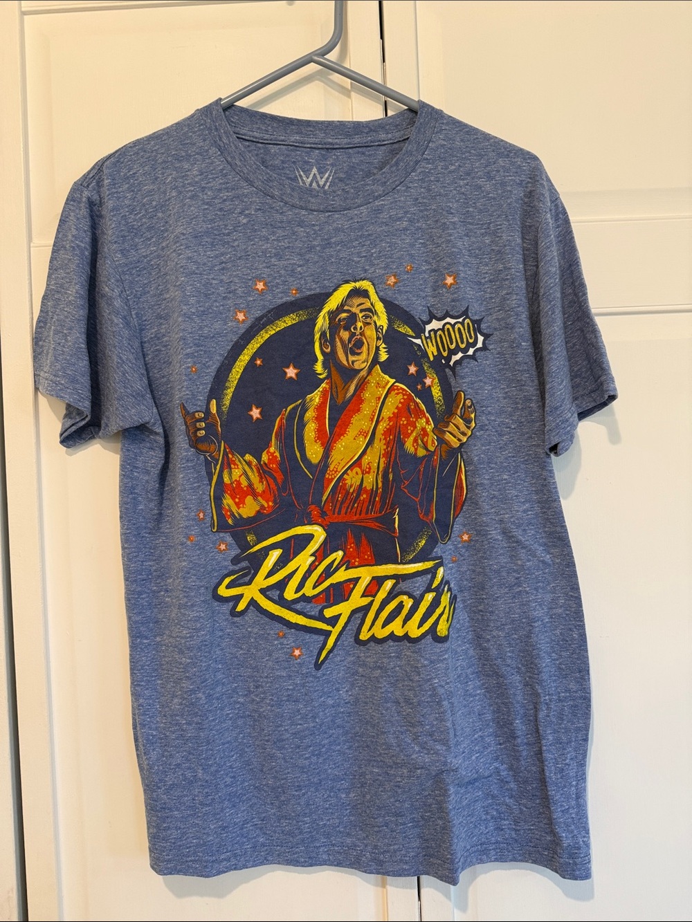 Men's Blue Graphic T-Shirt with Retro rio flair Wrestler Print